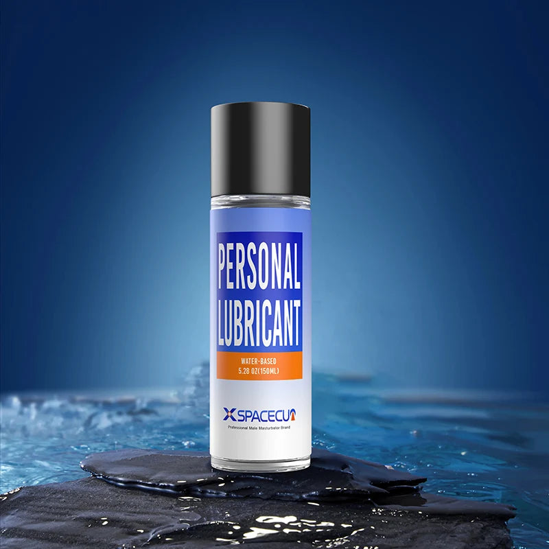 Premium water-based lubricant displayed with dark luxury backdrop – 150ml