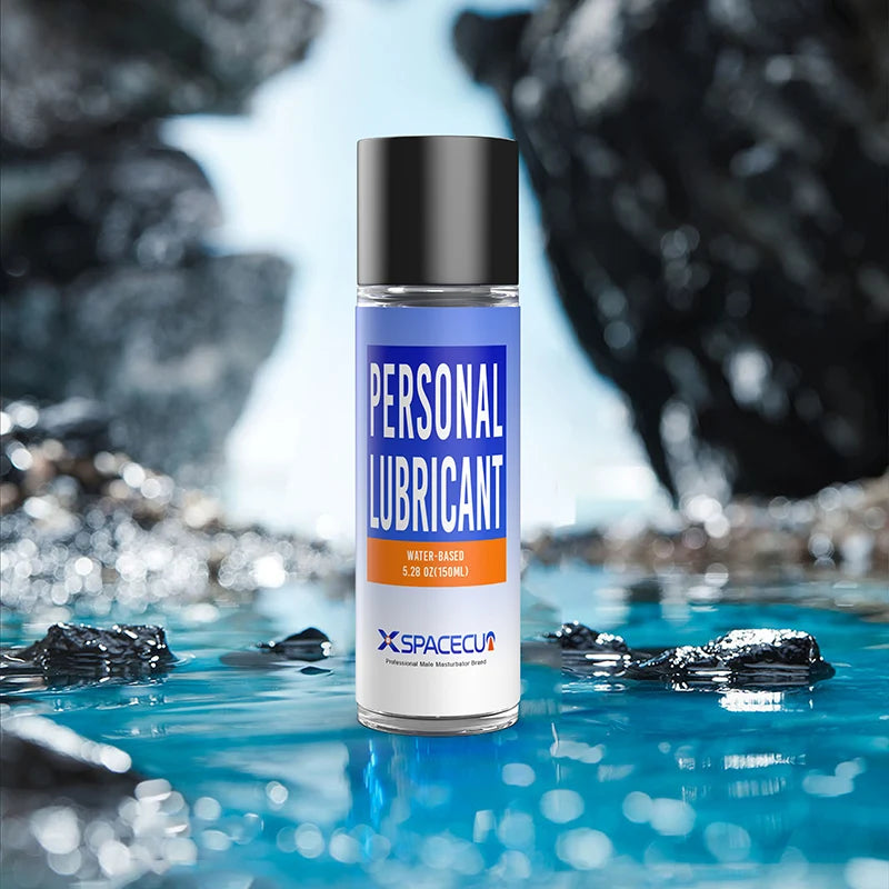 150ml water-based personal lubricant bottle with clean aquatic background