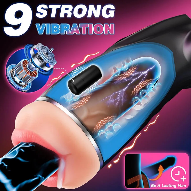 XS10 - 9 Sucking & Vibrating AI Sync Electric Pussy Toy with 3 Realistic Sleeves