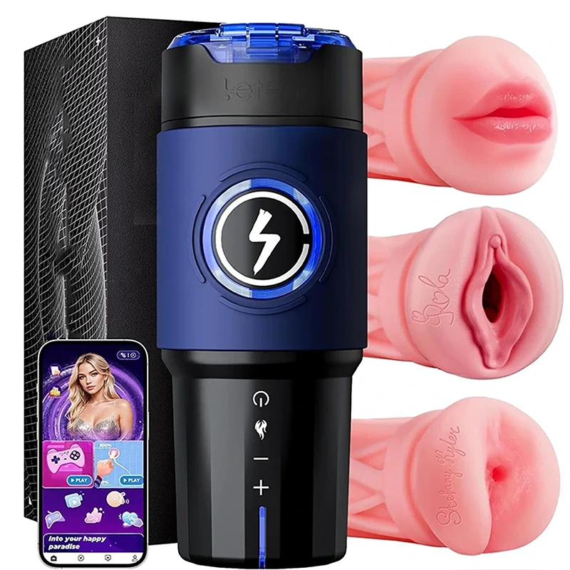 PB8 - APP 360° Real Warm Heating Male Stroker Toy with Blowjob & Vagina & Anus Sleeves