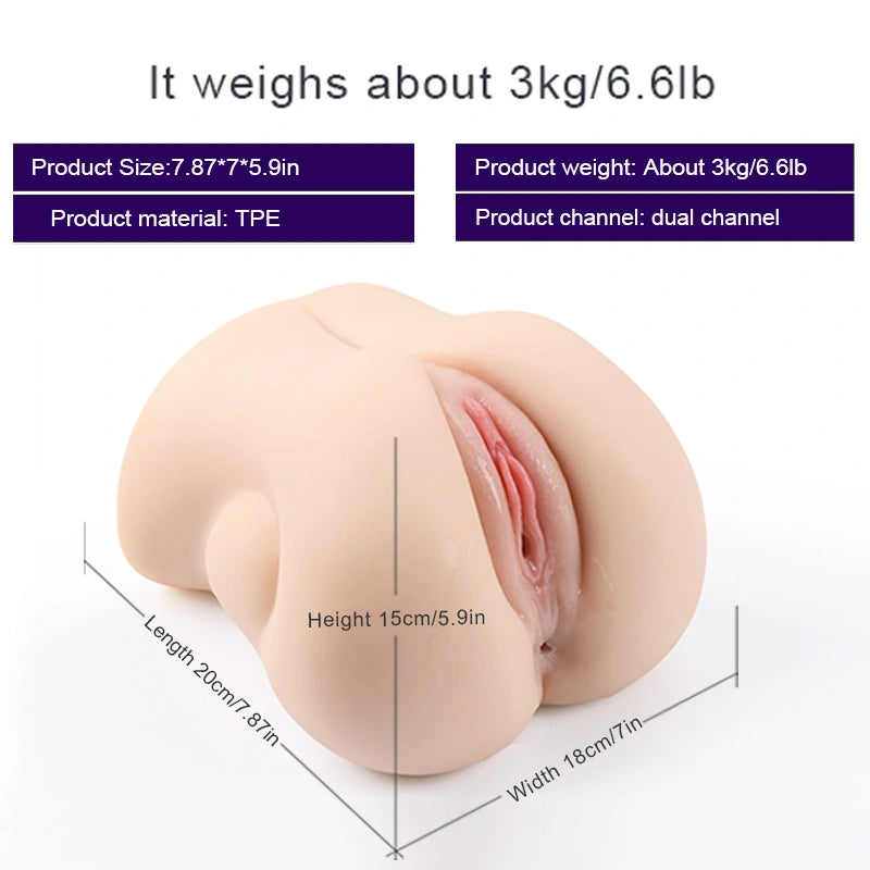 Freya - 6.6 lbs 2 In 1 Pocket Pussy Toy with Fat Lip Vagina and Tight Anal