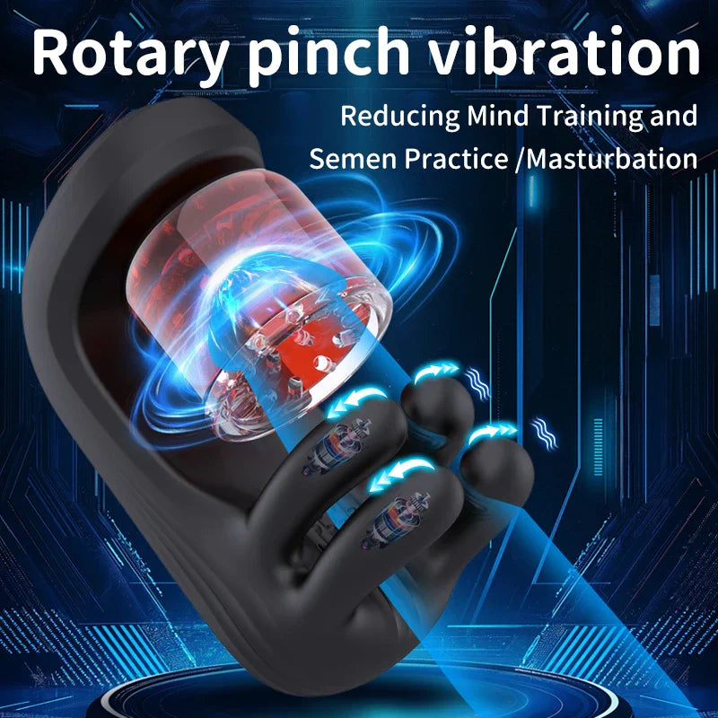 PG10 – Glans Trainer Masturbator with Rotating Pinch Stimulation & 9 Vibration Modes