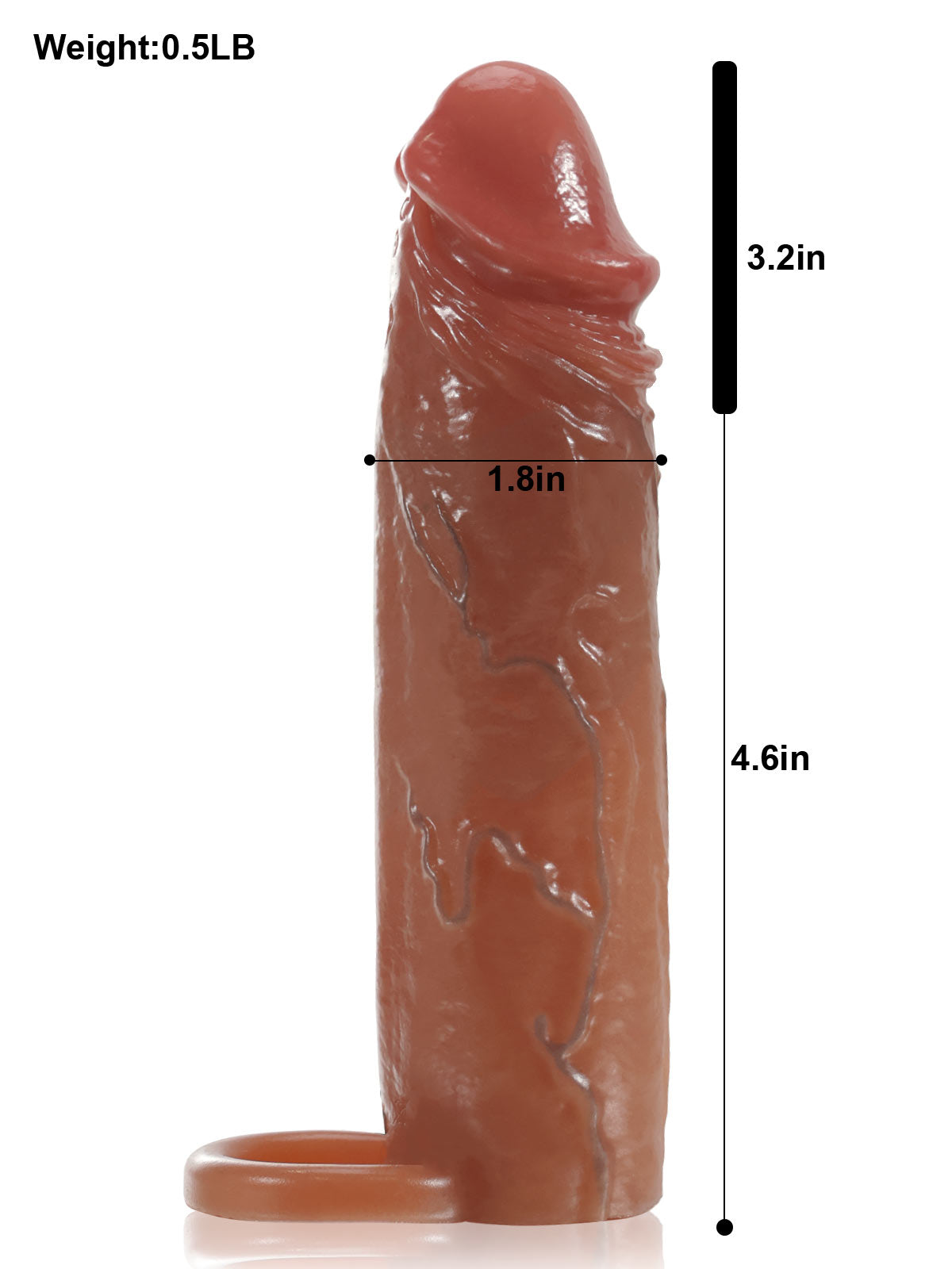 PVS23 – 7.4"x 1.8" Brown Sliding Skin Vibrating Penis Extension
