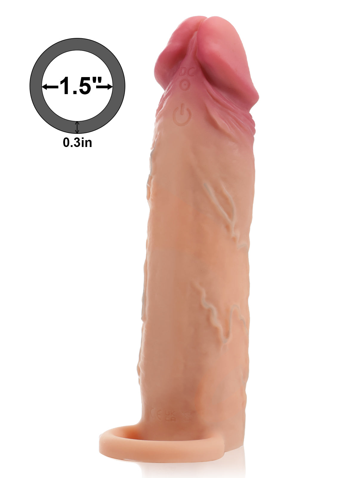 PVS23 – 7.4"x 1.8" Flesh Sliding Skin Vibrating Penis Extension