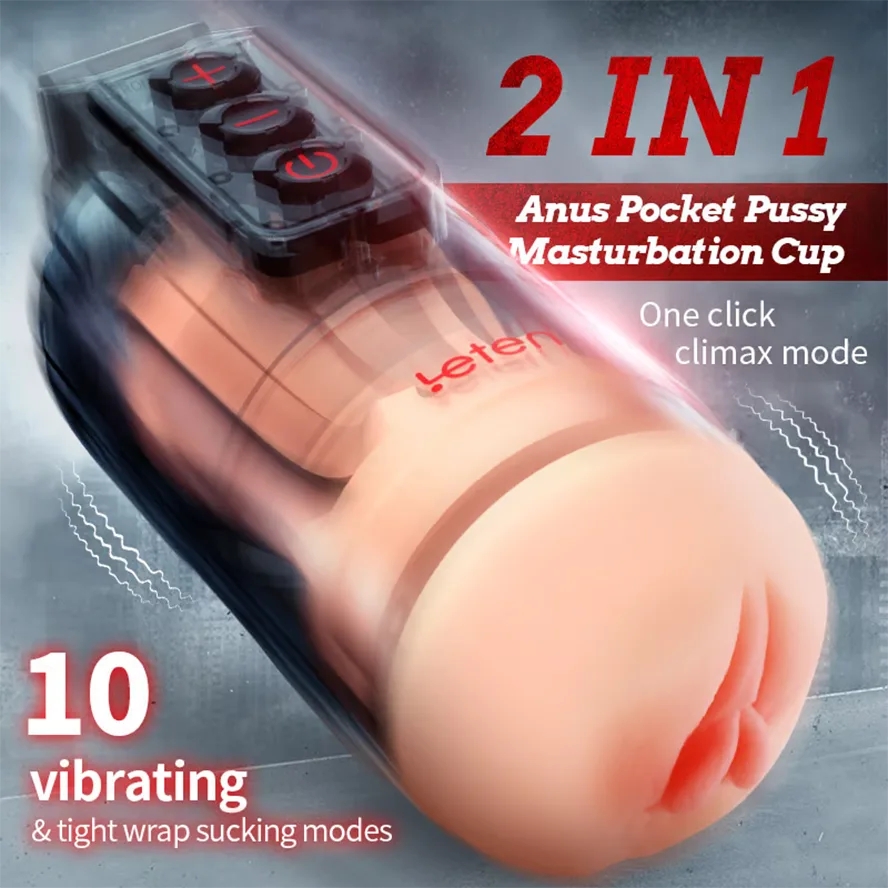PV3 - Leten 10 Modes Vibrating Male Masturbator with APP Control – Realistic Pocket Pussy & Fleshlight Combo