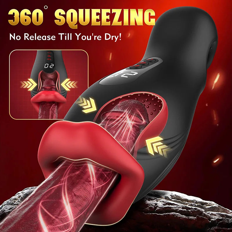 PA12 - 5 Squeezing & 9 Vibrating Oral Sex Toy with APP Control