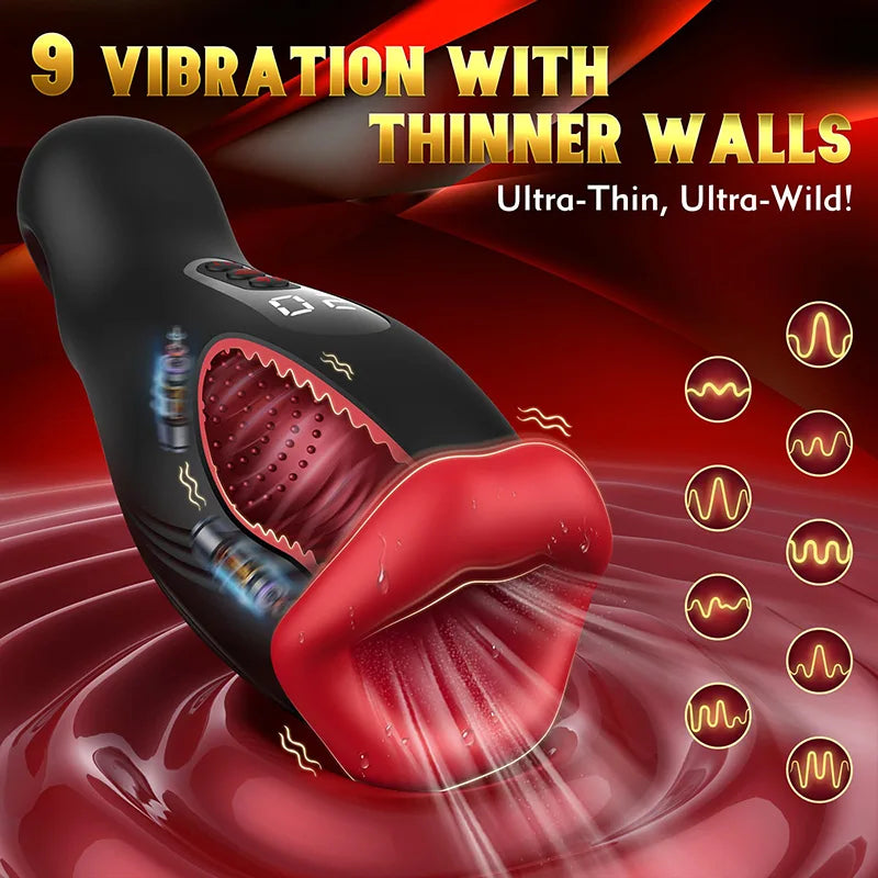 PA12 - 5 Squeezing & 9 Vibrating Oral Sex Toy with APP Control