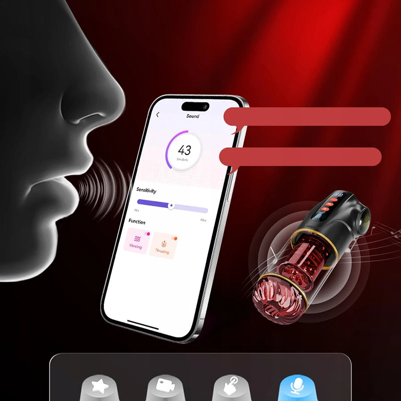 PA14 - 9 Sucking Thrusting Rotating Men Massage Stroker Cup with LCD Visual Screen