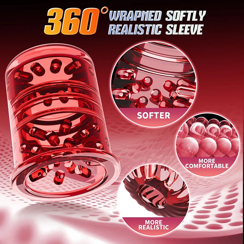 PA14 - 9 Sucking Thrusting Rotating Men Massage Stroker Cup with LCD Visual Screen