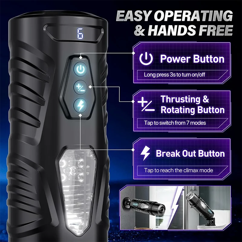PB5 - 7 Thrusting & Rotating Modes Hands Free Automatic Stroker with Visual Window