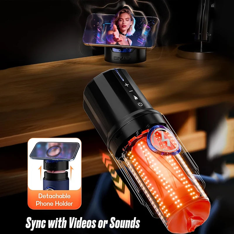 PB8 - APP 360° Real Warm Heating Male Stroker Toy with Blowjob & Vagina & Anus Sleeves