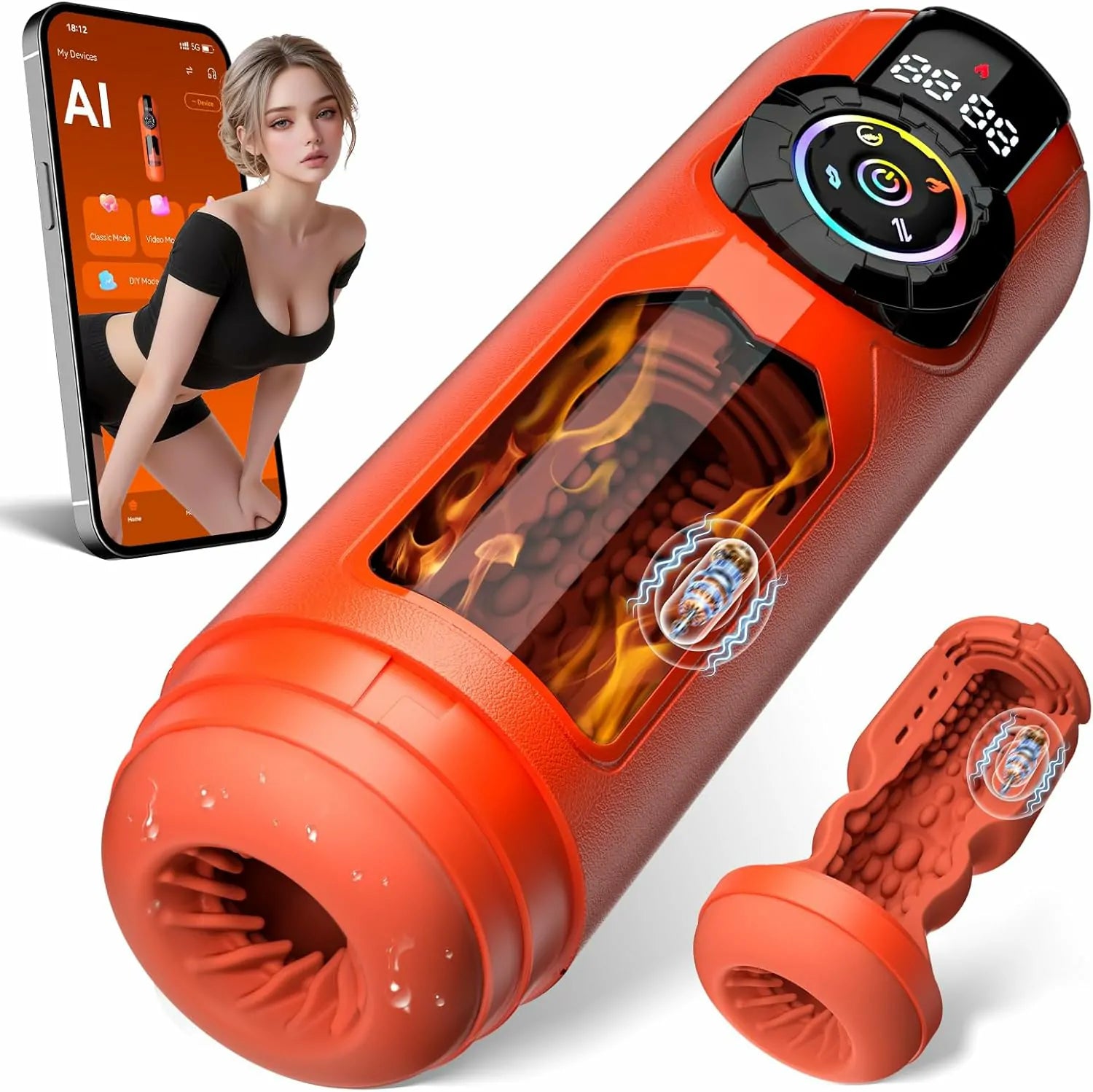 PT12 - 5 in 1 AI Automatic Stroker with 9 Vibrating & Licking & Thrusting & Sucking Modes