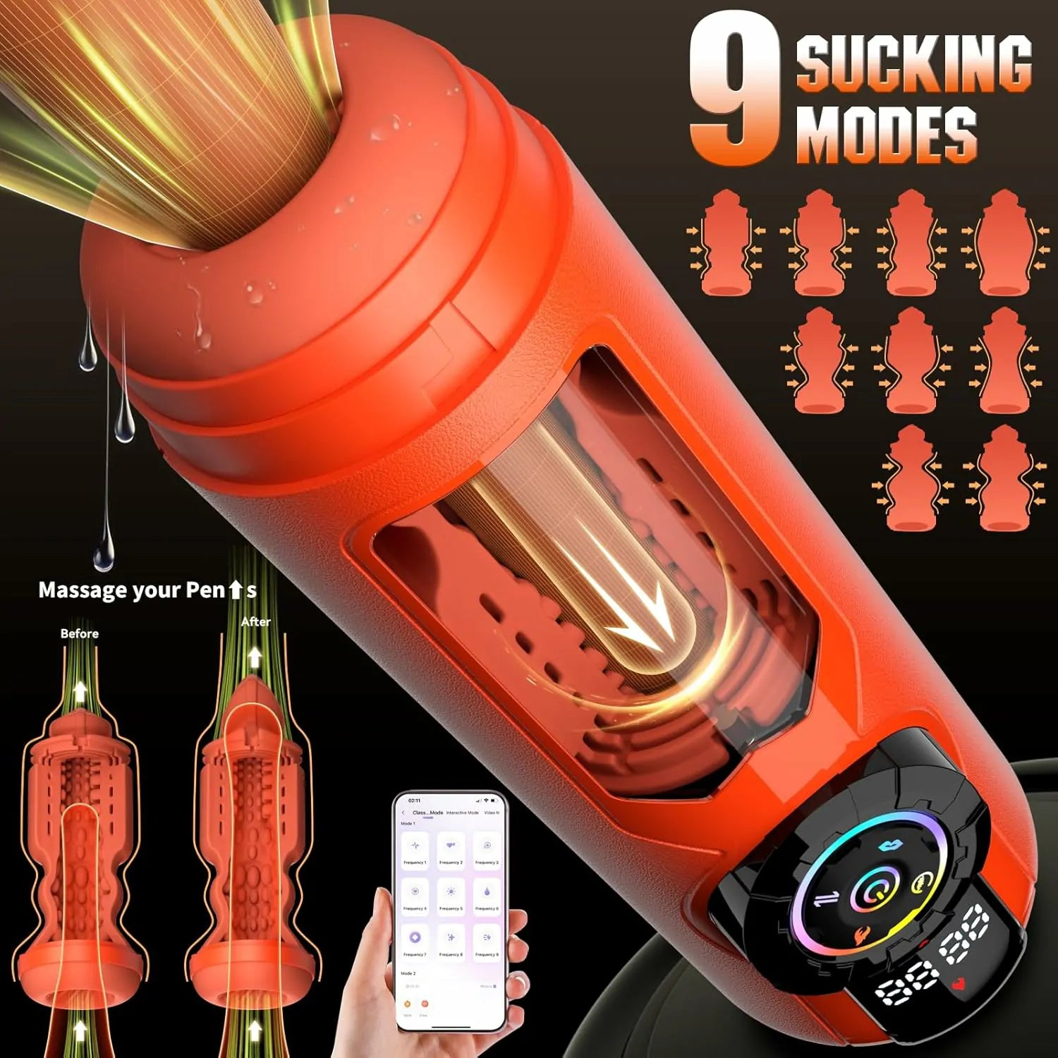 PT12 - 5 in 1 AI Automatic Stroker with 9 Vibrating & Licking & Thrusting & Sucking Modes