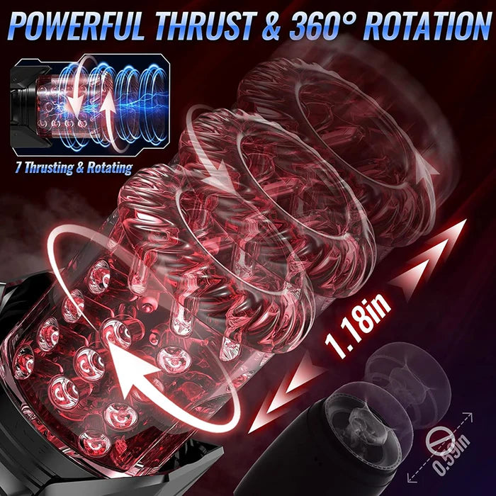 PT20Pro - App-Control Hands Free Blowjob Masturbator with Strong Thrusting Rotating Sucking Licking