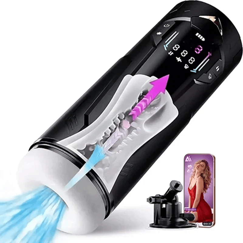 PT4 - Hands Free App Automatic Thrusting Stroker with 7 Sucking & Vibration Modes
