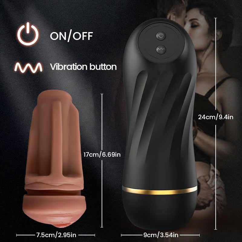 PV9 - 360° Textured Massage Vagina Male Masturbator with 10 Vibration