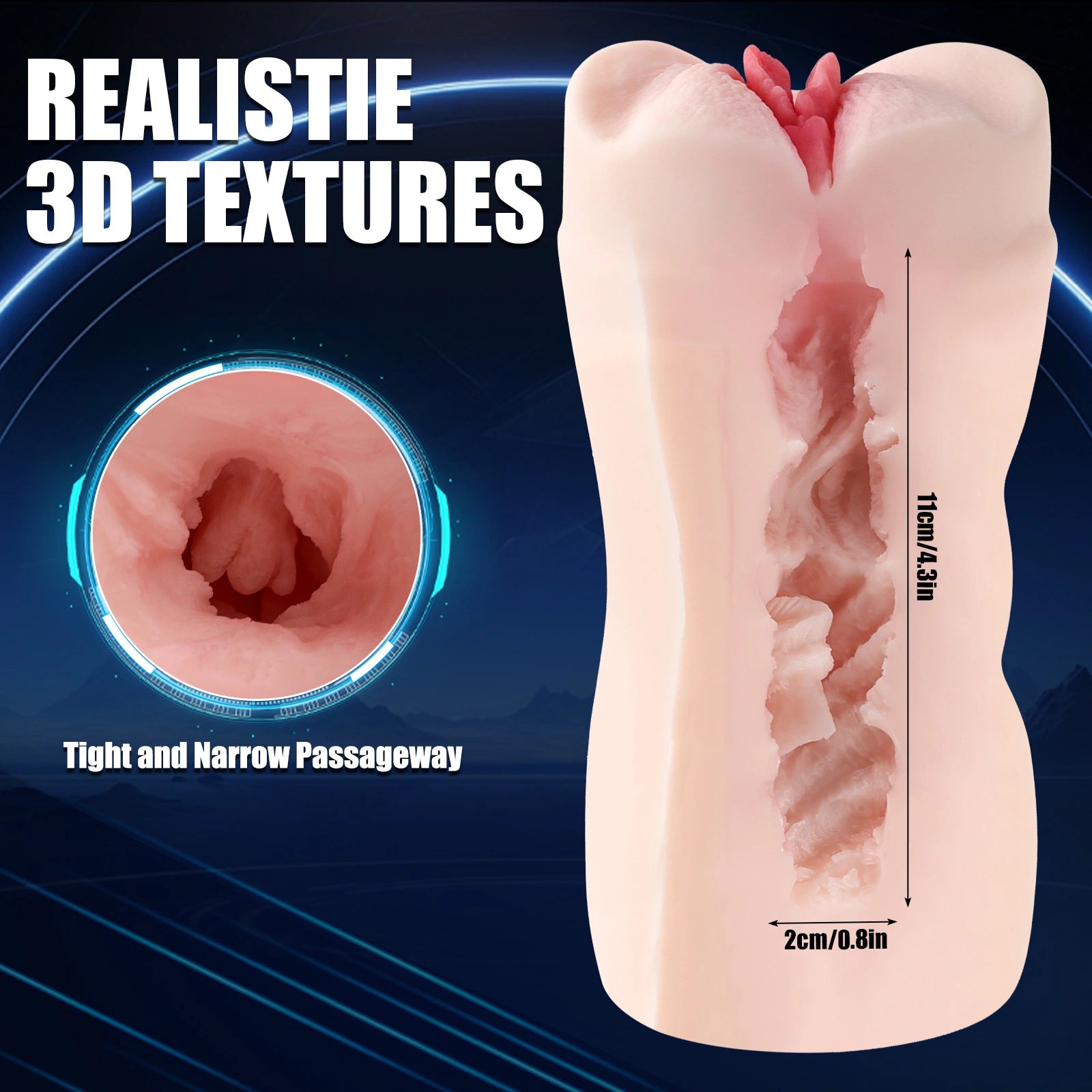 Orla - 1.5 lbs Realistic Fleshlight Sex Toy with 3 Speeds 7 Frequencies Vibration