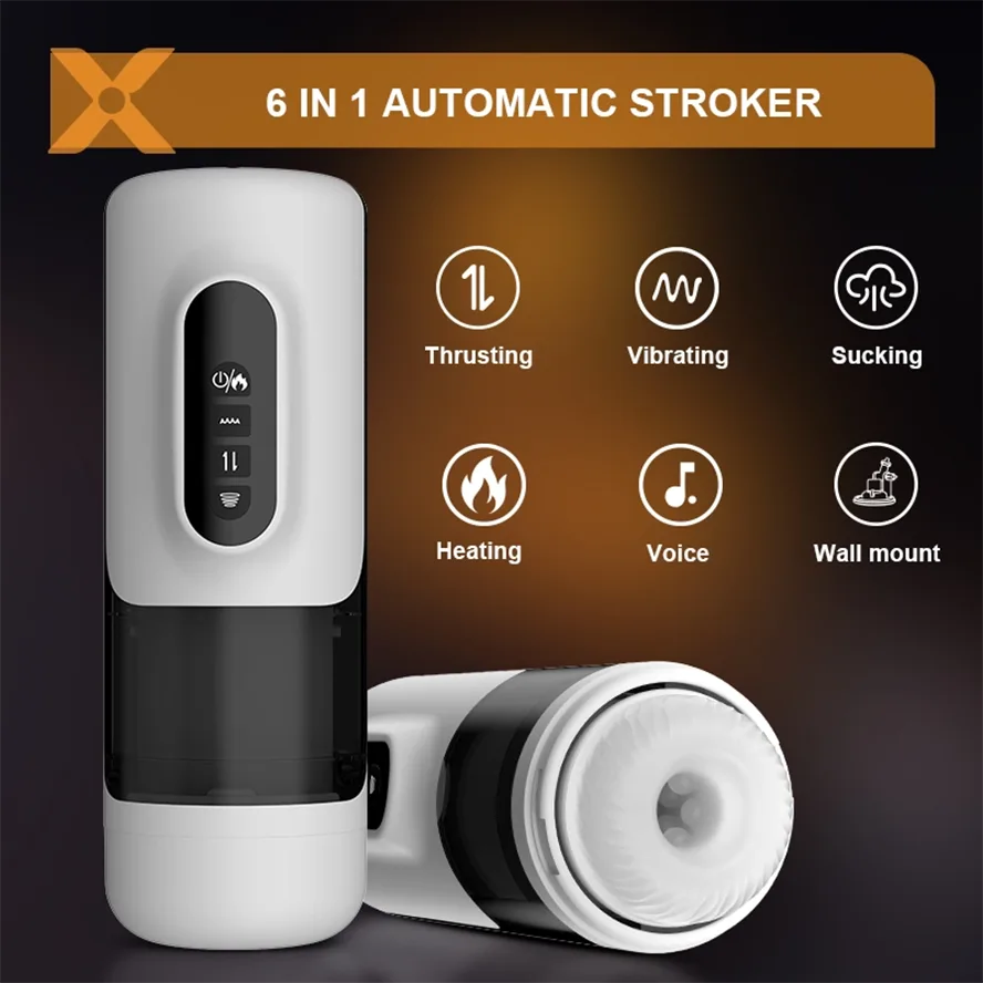 PS6 - Ultra-Quiet Male Hands-free Masturbator with Heating, Suction & Vibration