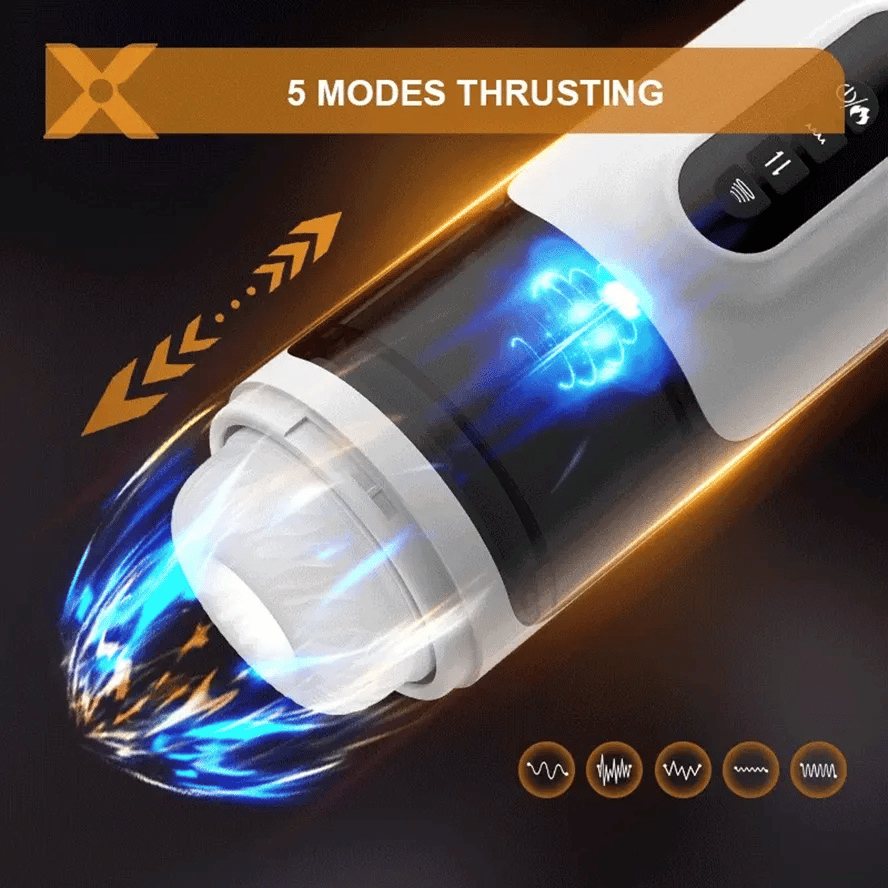 PS6 - Ultra-Quiet Male Hands-free Masturbator with Heating, Suction & Vibration