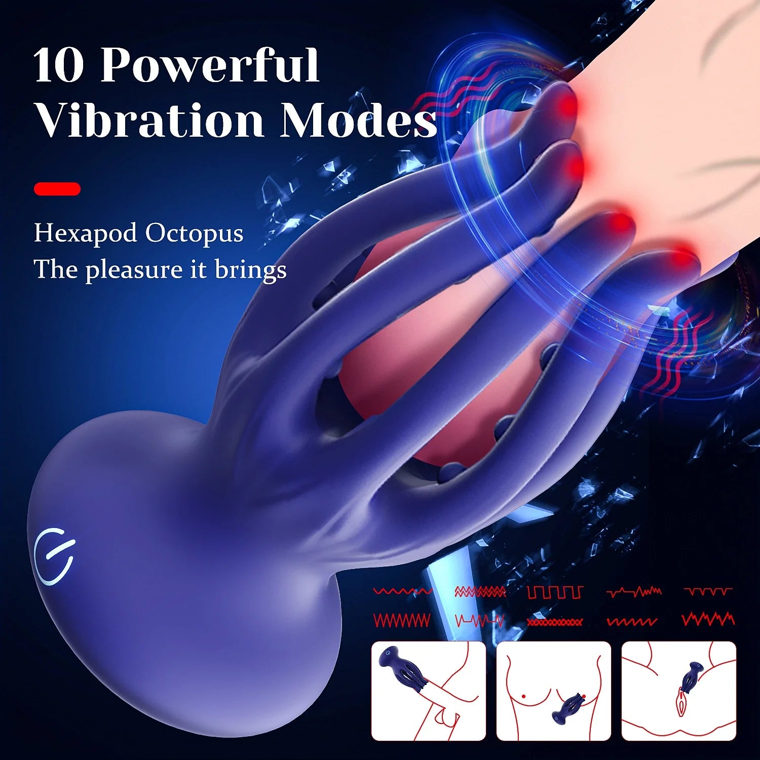 PG16 – 10 Vibration Modes Full-Wrap Tentacle Glans Trainer Masturbator