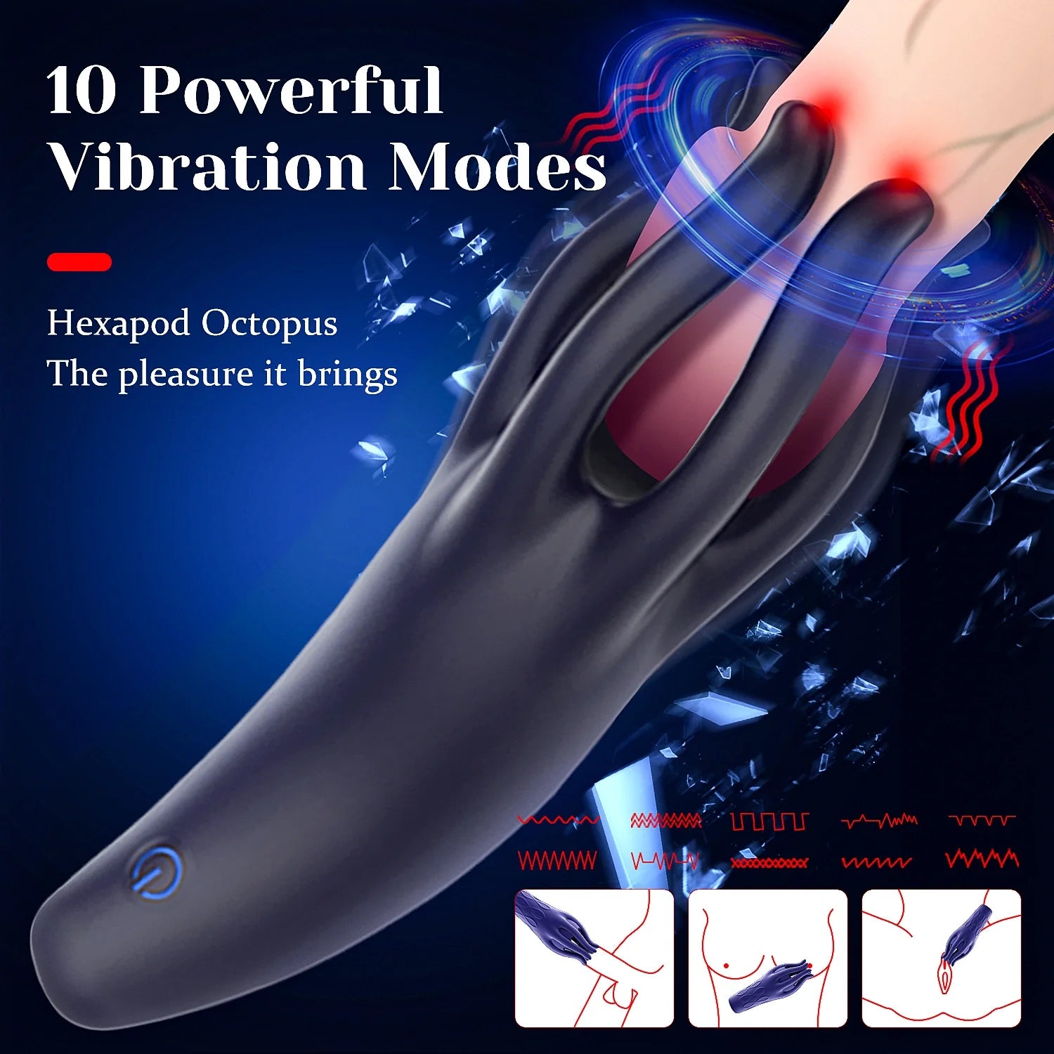 PG17 – Full-Wrap Tentacle Glans Trainer Masturbator with 10 Vibration Modes
