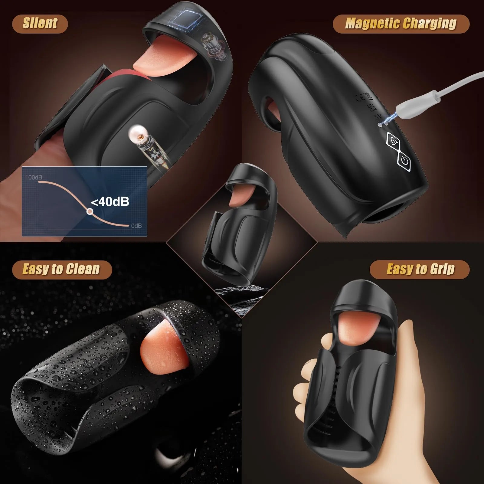 PG18 – 10 Vibration Modes Glans Trainer Masturbator with Licking, Tapping