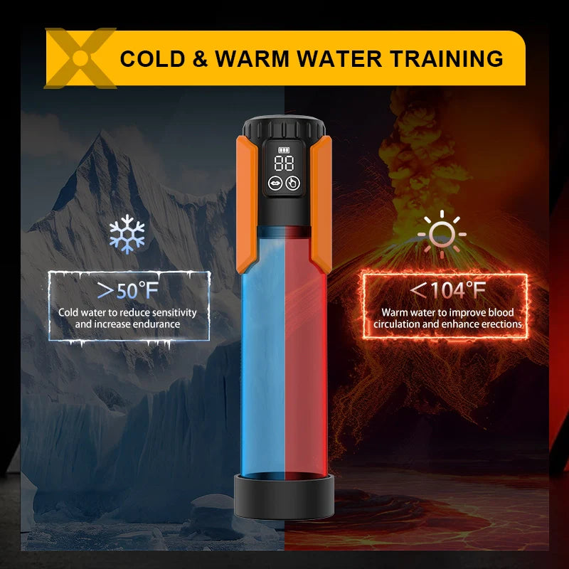 XP1 – Water Penis Pump with 5 Suction Levels, Hot & Cool Hydro Training System