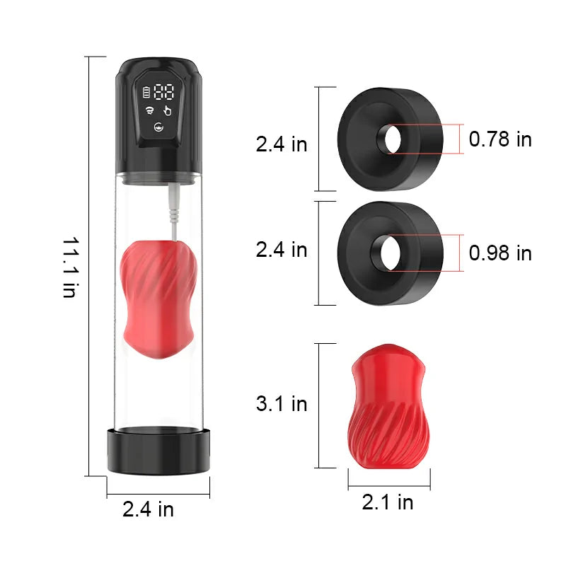 XP4 – Vibrating Water Penis Pump with 5 Suction Levels, LED Display & Dual Stimulation