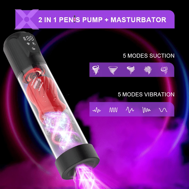 XP4 – Vibrating Water Penis Pump with 5 Suction Levels, LED Display & Dual Stimulation