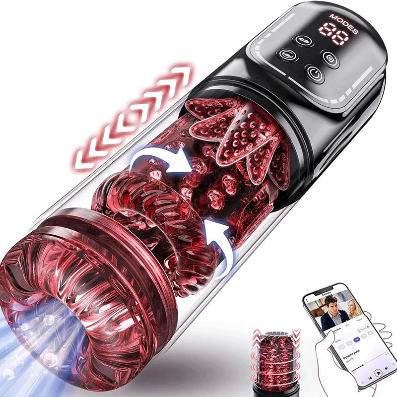 PR4Red - APP Waterproof Automatic Shower Blowjob Dick Jerking Machine