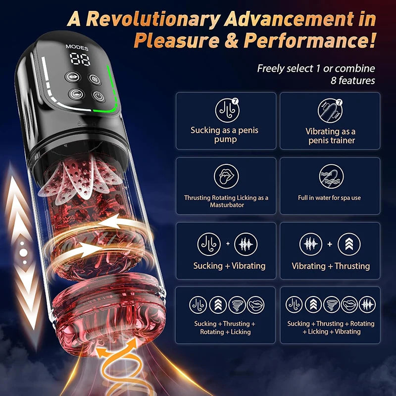 PR4Red - APP Waterproof Automatic Shower Blowjob Dick Jerking Machine