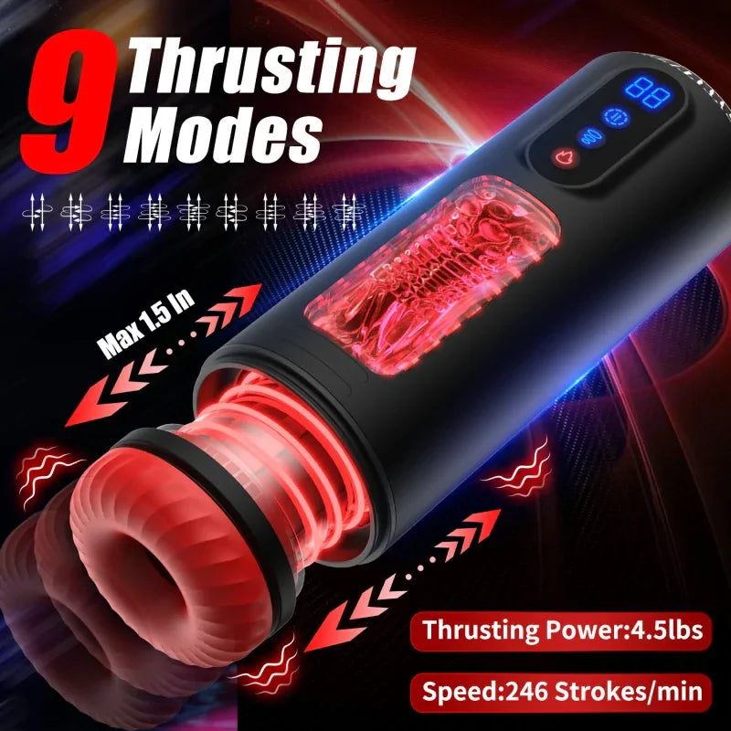XS6Pro - 1.94 lbs Heated Male Stroker with 9 Frequency Telescopic Vibration Sucking