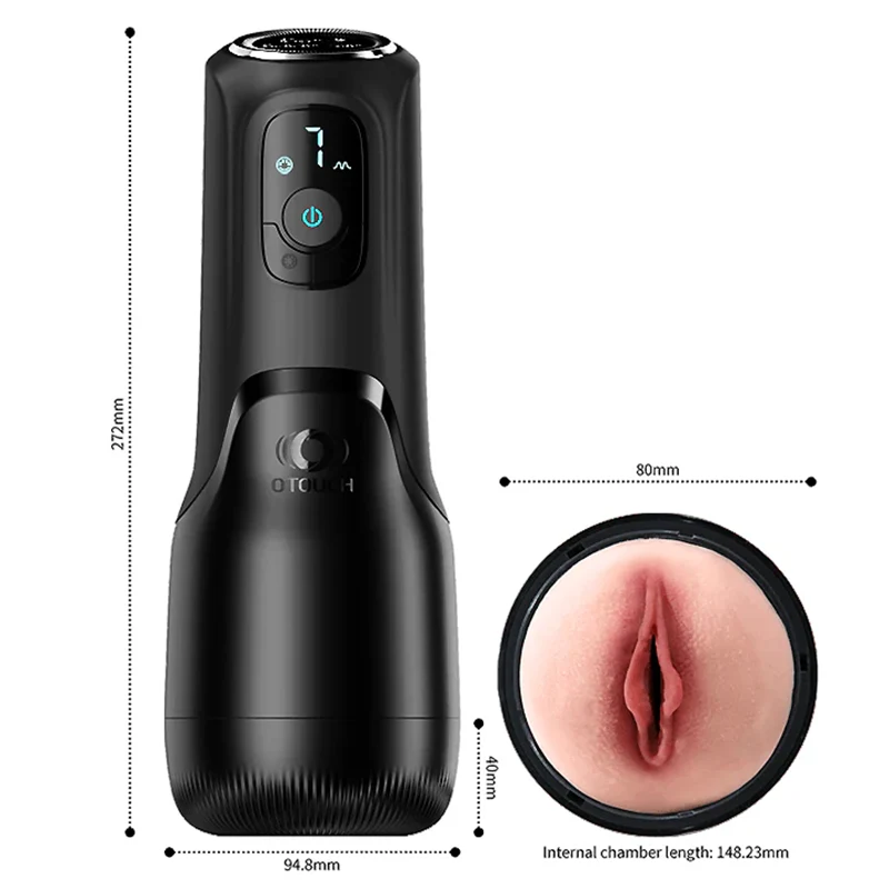 PS7 – Realistic Electric Vagina Masturbator with 7 Vibration & Suction Modes and OLED Display