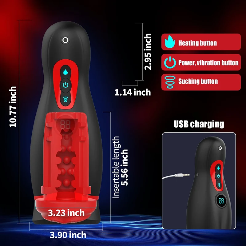 PV9 - Waterproof Blowjob Machine with Warming Vibrating Thrusting & Joystick Control