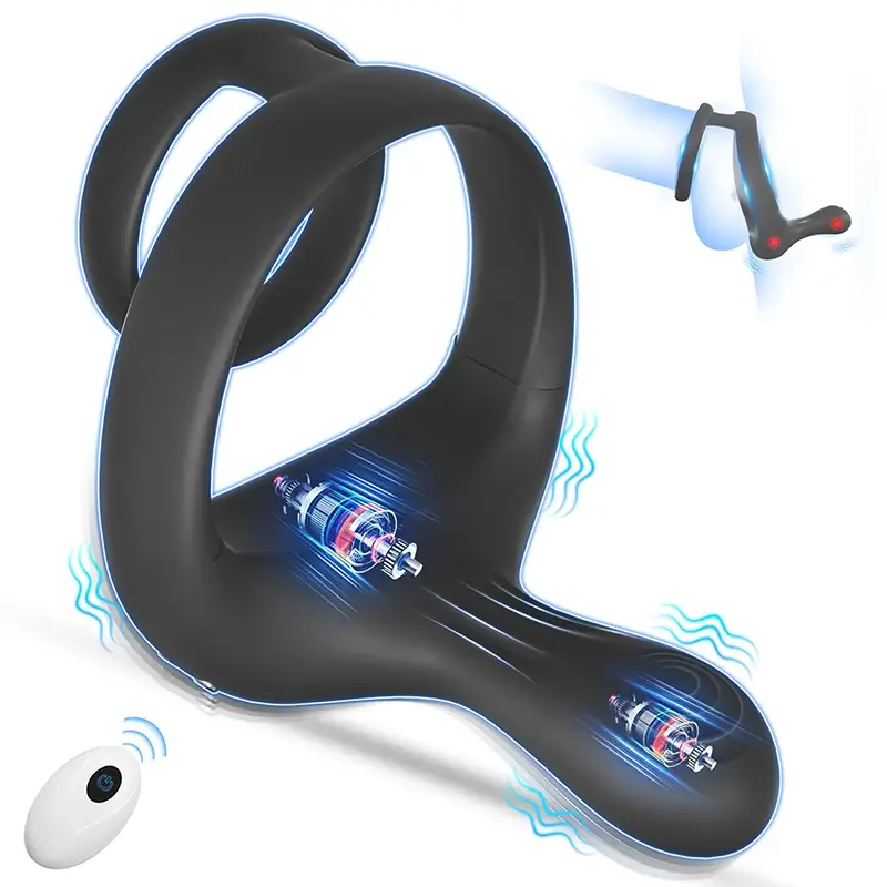 PR6: Dual Motors Penis Testicle Taint Remote Control Cock Ring