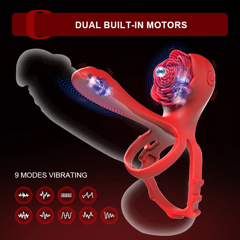 PH8 – Rose Vibrating Cock Ring with Dual Motors & Remote Control for Couples