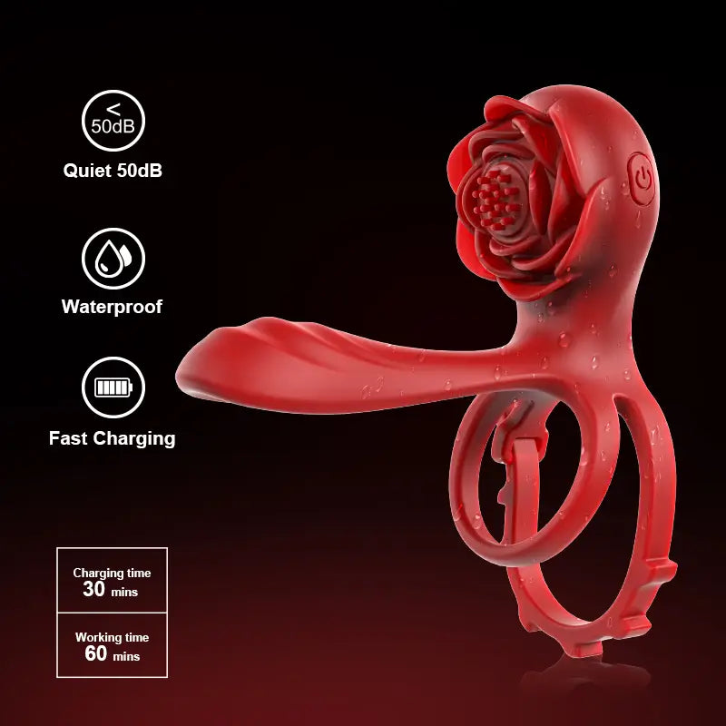 PH8 – Rose Vibrating Cock Ring with Dual Motors & Remote Control for Couples