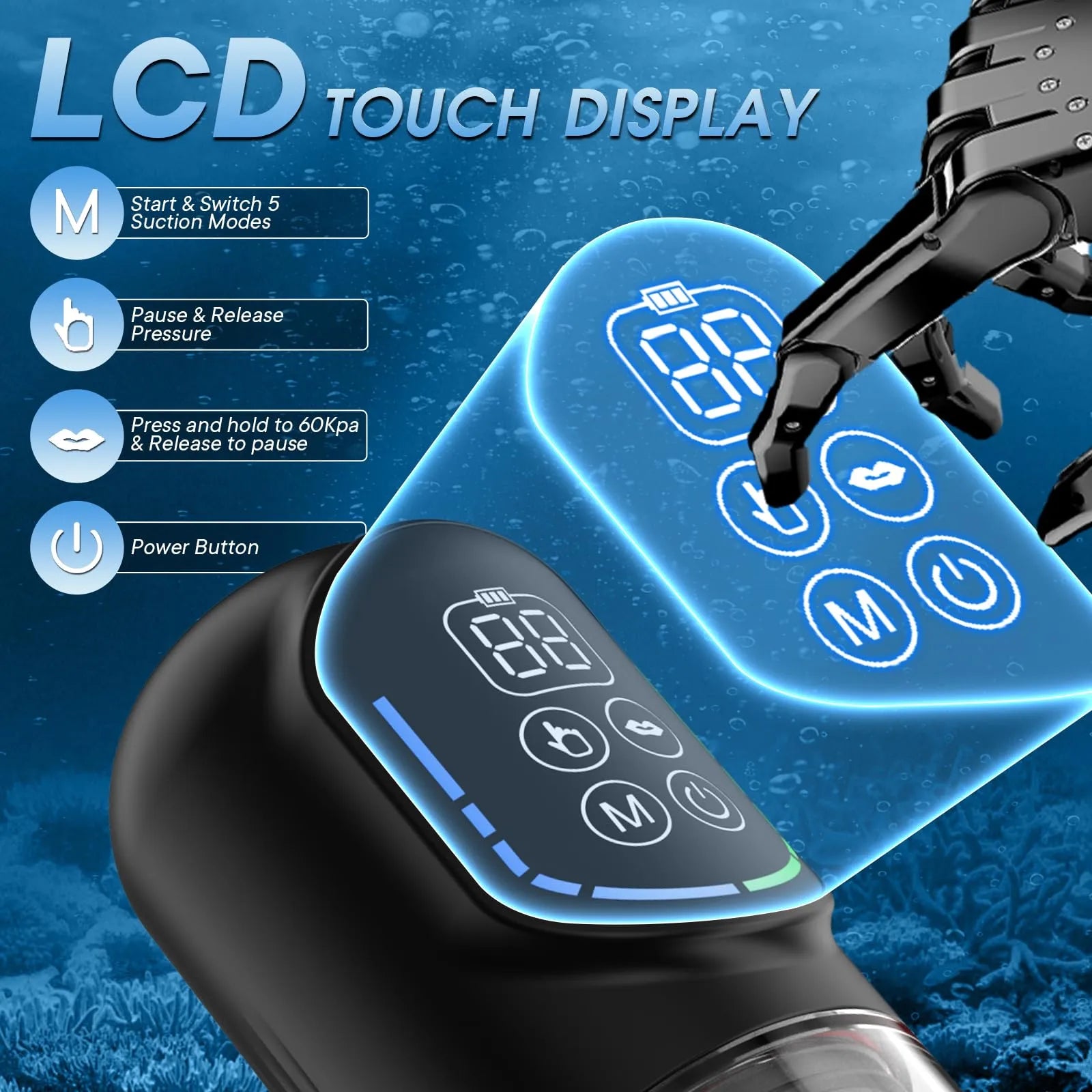 XP9 – Water Penis Pump with LCD Display, Adjustable Suction & Training Modes