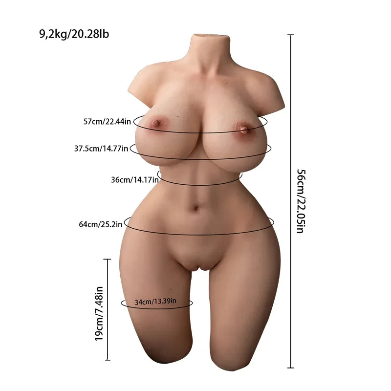 Adele – 20.3 lbs Realistic Soft Mega Breasts Silicone Sex Torso Doll