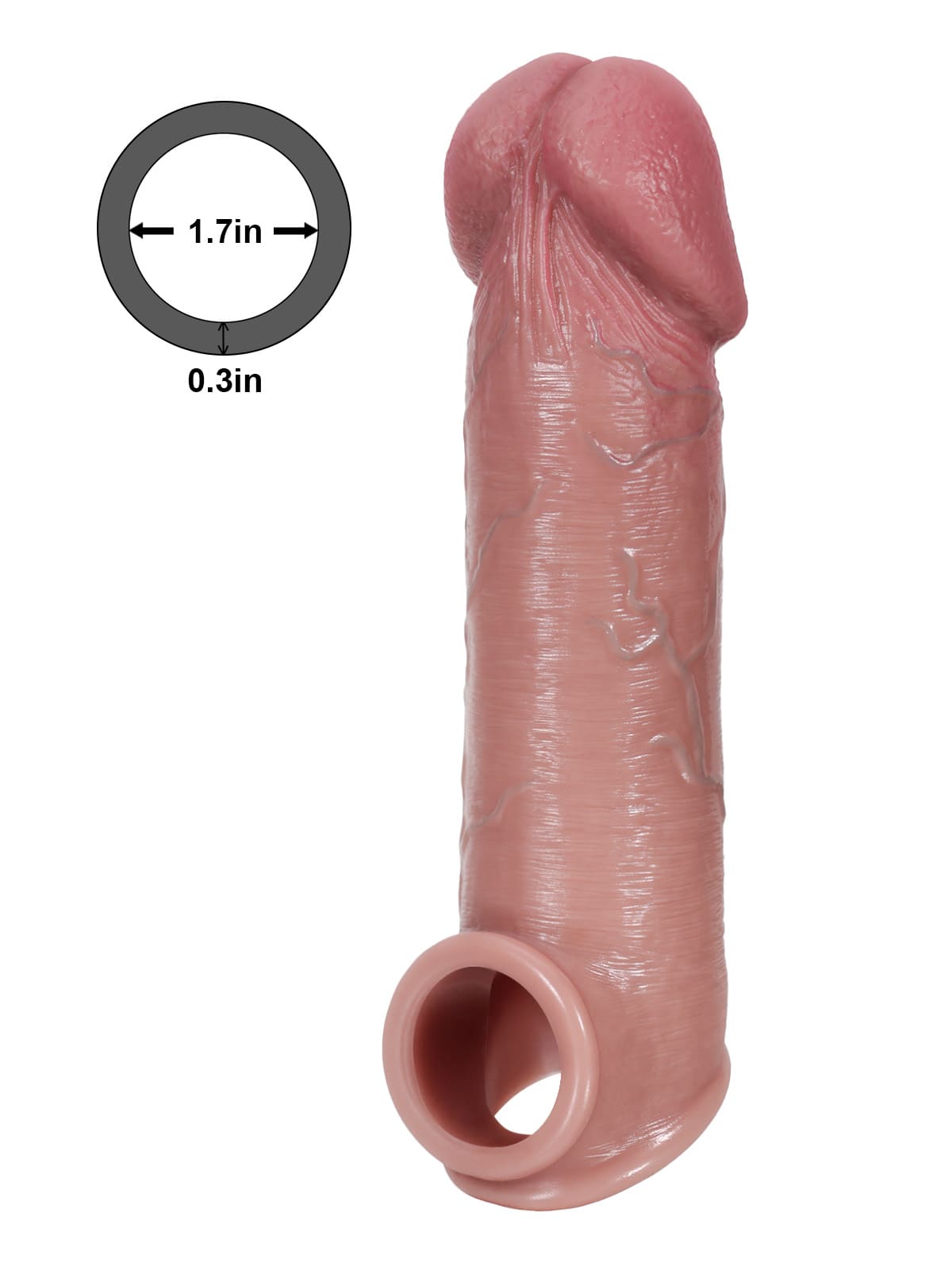 PCS28 – 8.5"x 2" Big Glans Realistic Huge Penis Extension Sleeve