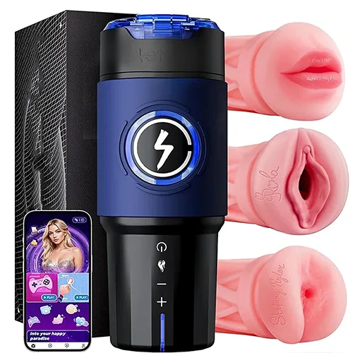 PB8: App Smart Thrust Heated Stroker with 3 Sleeves