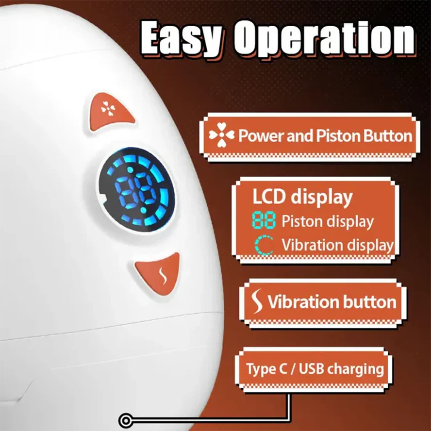 Egg-Style Thrusting & Rotating Male Masturbator with Testicle Stimulation
