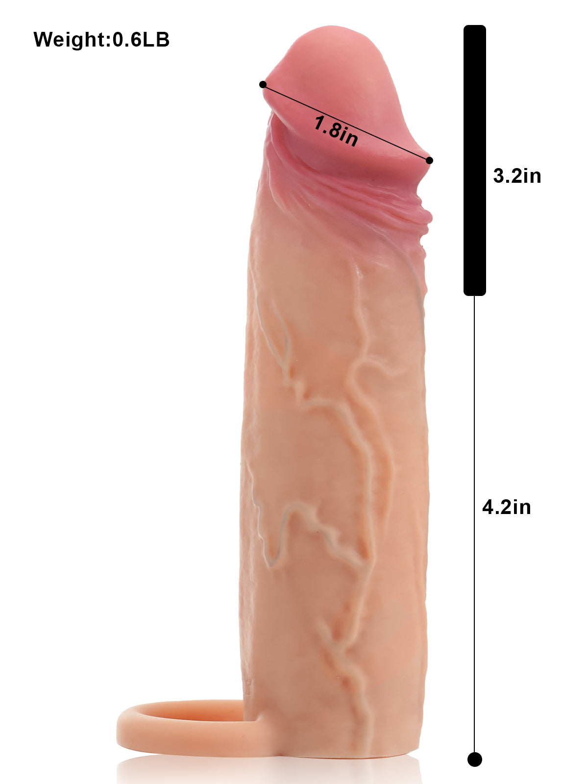 PVS23 – 7.4"x 1.8" Flesh Sliding Skin Vibrating Penis Extension