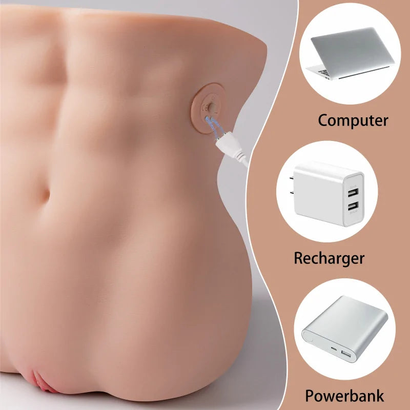 Luke - 14.3 lbs Features Strong Vibrating Sex Torso with Abs & Realistic Vagina