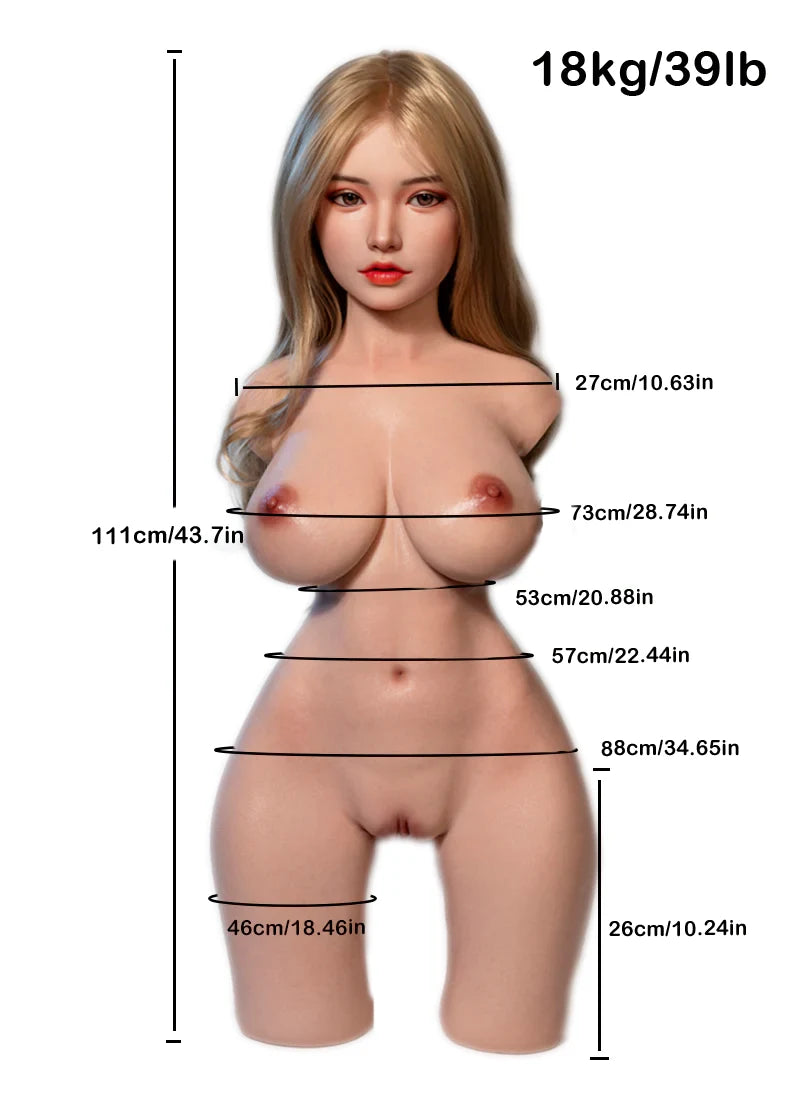 Mila – 39 lbs Ultra-Realistic Silicone Sex Doll Torso with ROS Head