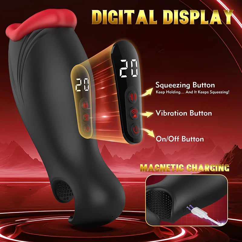 PA12 - 5 Squeezing & 9 Vibrating Oral Sex Toy with APP Control