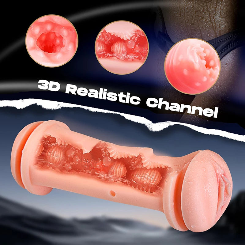 PA16 - Realistic 9 Vibration Vagina Masturbator with Double Channels