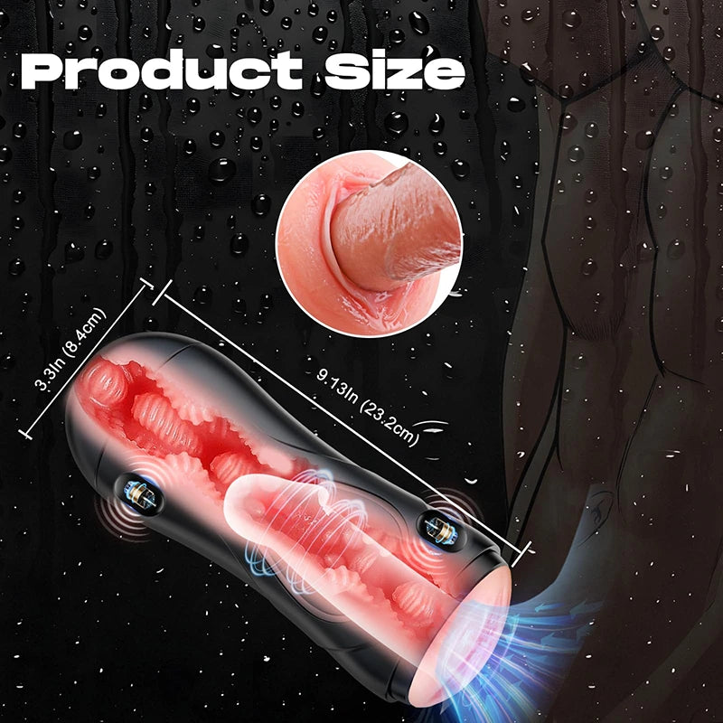 PA16 - Realistic 9 Vibration Vagina Masturbator with Double Channels