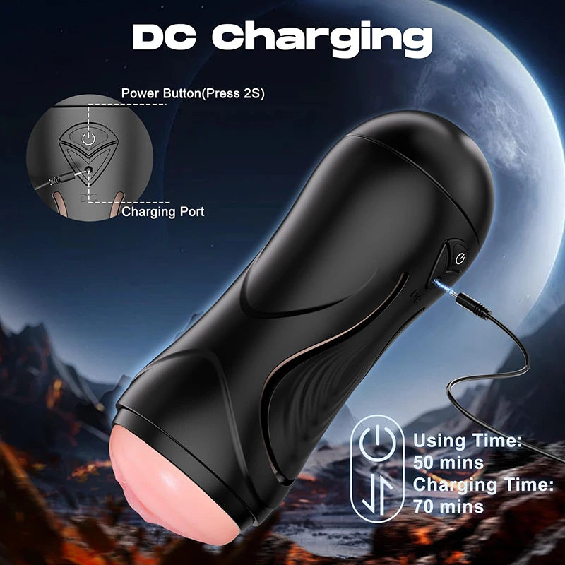 PA16 - Realistic 9 Vibration Vagina Masturbator with Double Channels