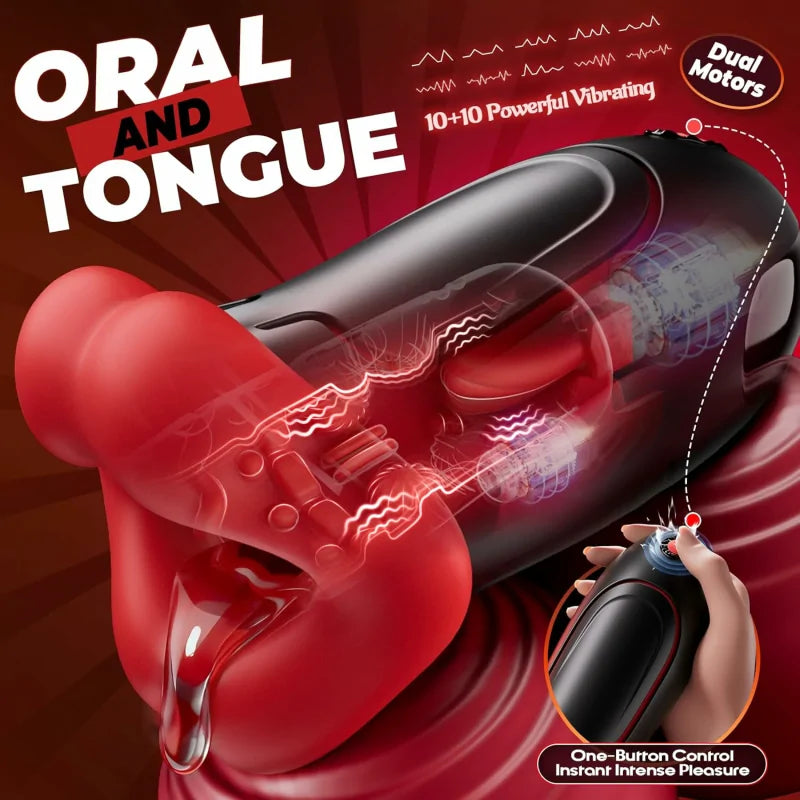 PA18 - 1.3 lbs Oral Simulation Male PenisTrainer with 10 Vibration